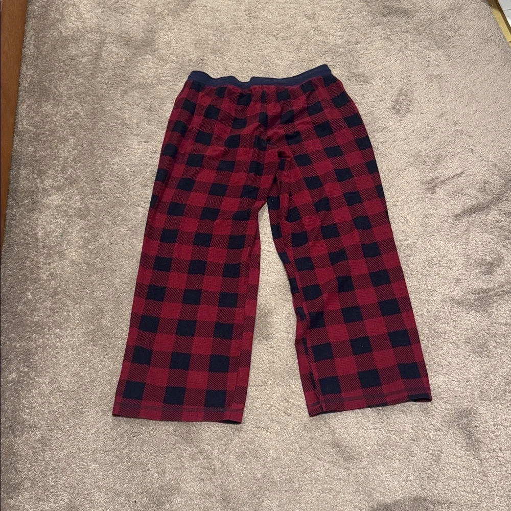 Nautica Buffalo Plaid Pajama Set SIZE M Red Navy Henley Sleepwear Fleece Set